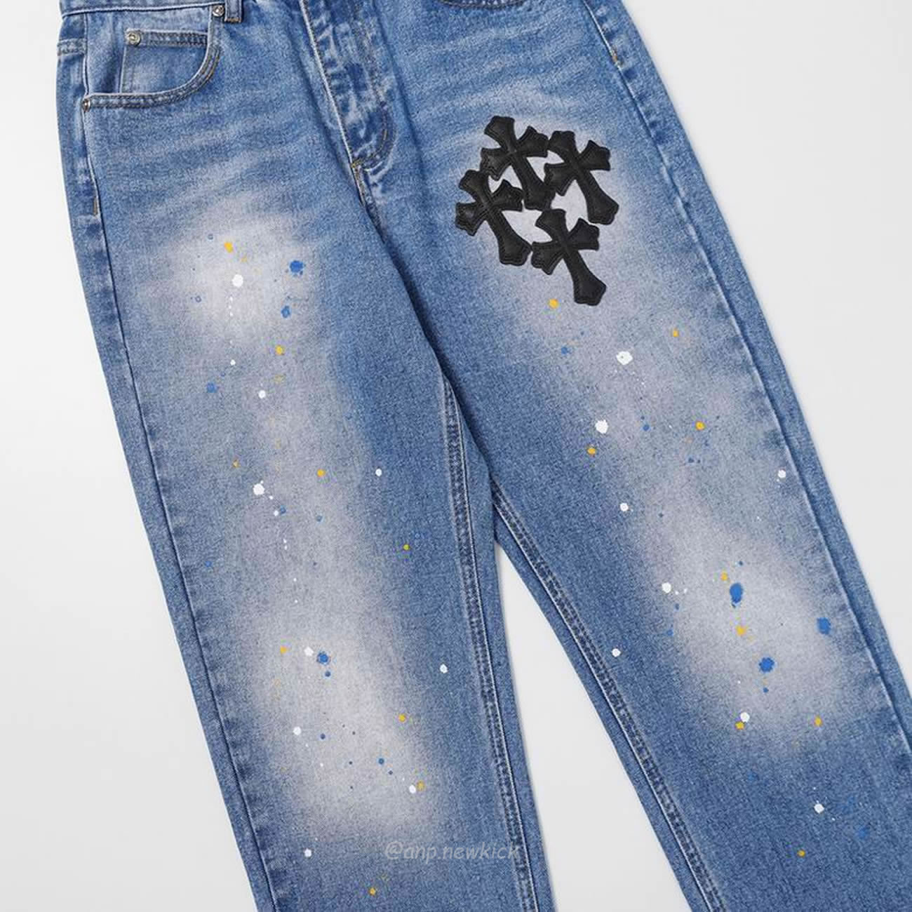 Chrome Hearts Blue Speckle Jeans Cross (3) - newkick.app